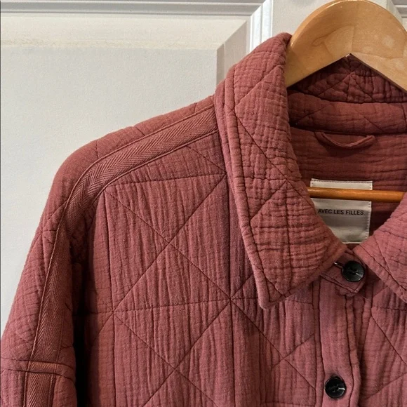 Avec Les Filles Dusty Rose Quilted Cotton Gauze Coat NWT - Picture 6 of 7
